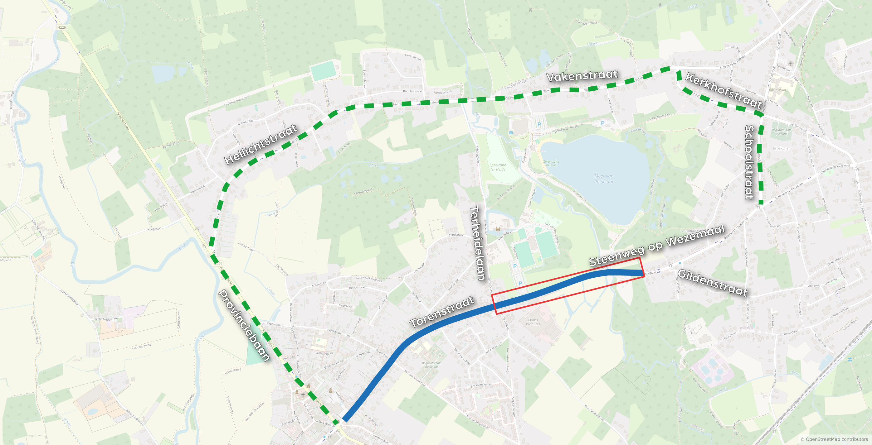 Kaart met projectzone en omleiding.