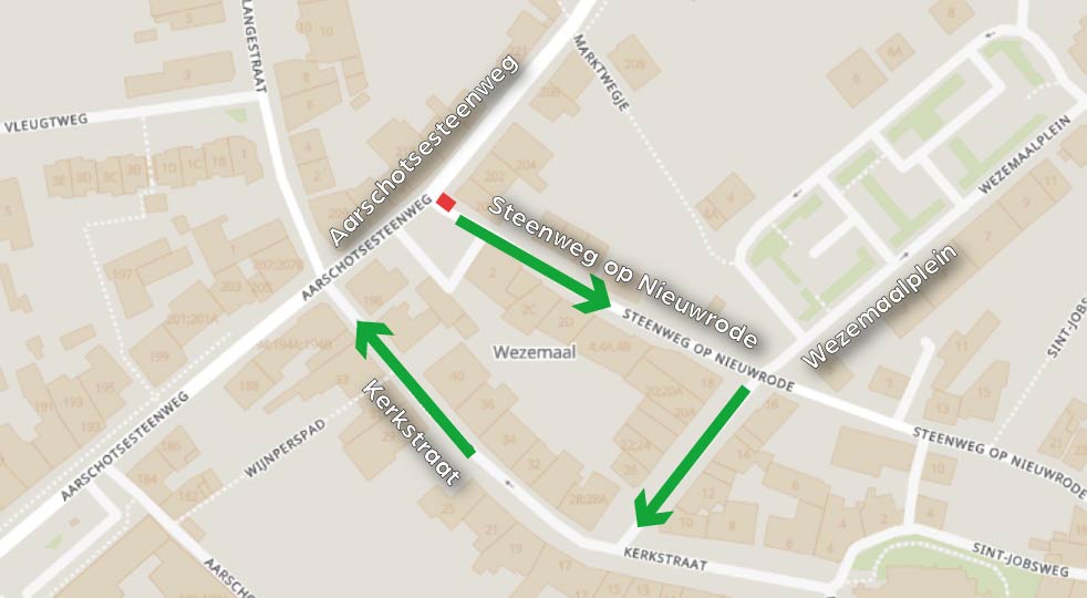 Kaartje herstelling waterleiding Steenweg op Nieuwrode.