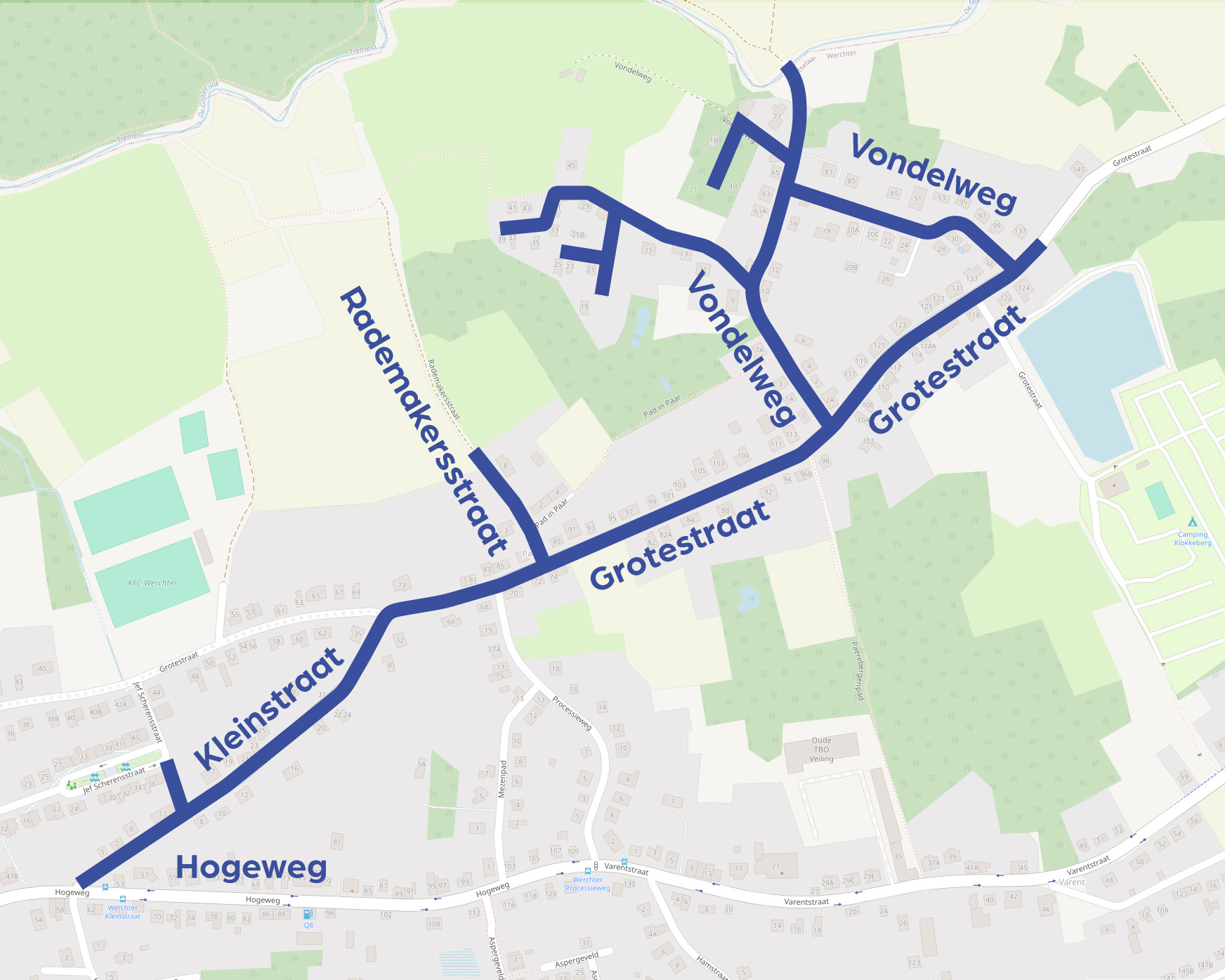 Projectzone vernieuwingsproject Grotestraat, Kleinstraat, Vondelweg en Rademakersstraat.