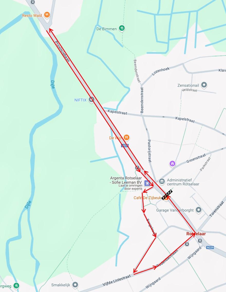 Parcours Dorpelingenkoers Rotselaar