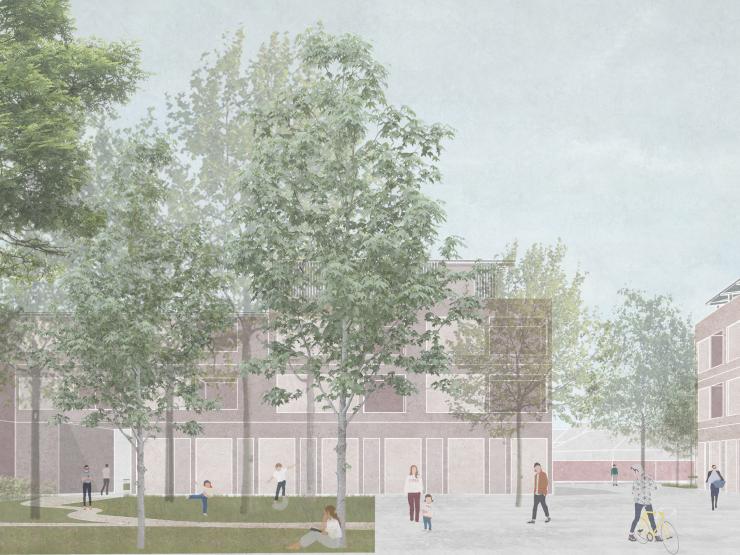 Render van het vernieuwde Rotselaar-Centrum.