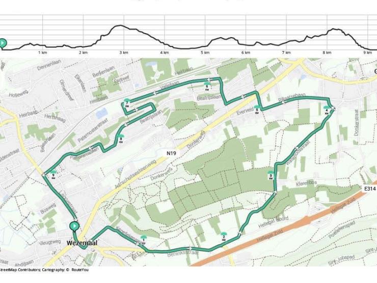 Parcours wielerwedstrijd Wezemaal 25 mei 2025
