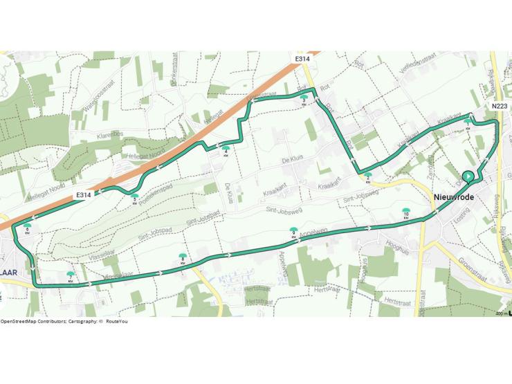 Parcours wielerwedstrijd Nieuwrode 20 september 2026