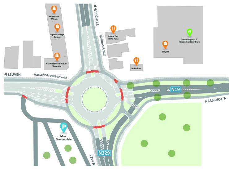 Plan herinrichting rotonde en Steenweg op Holsbeek.